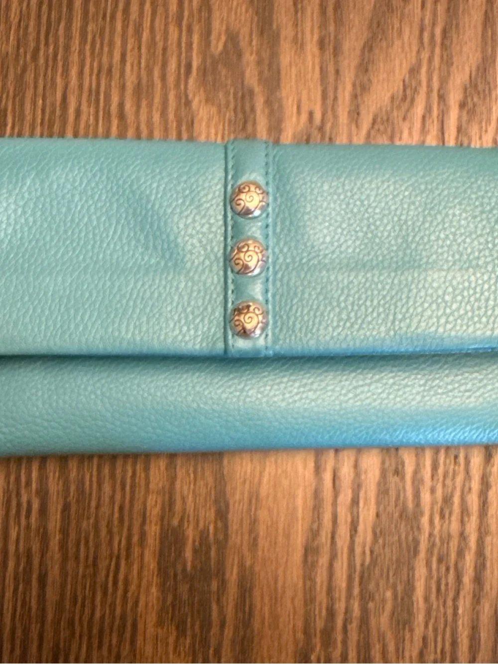 Brighton Turquoise Fold-Over Clutch with Ornate Silver Studs